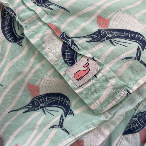 VINEYARD VINES Murray Shirt Men's Large All Over Fish Print Hawaiian Tropical‎ - Picture 8 of 9